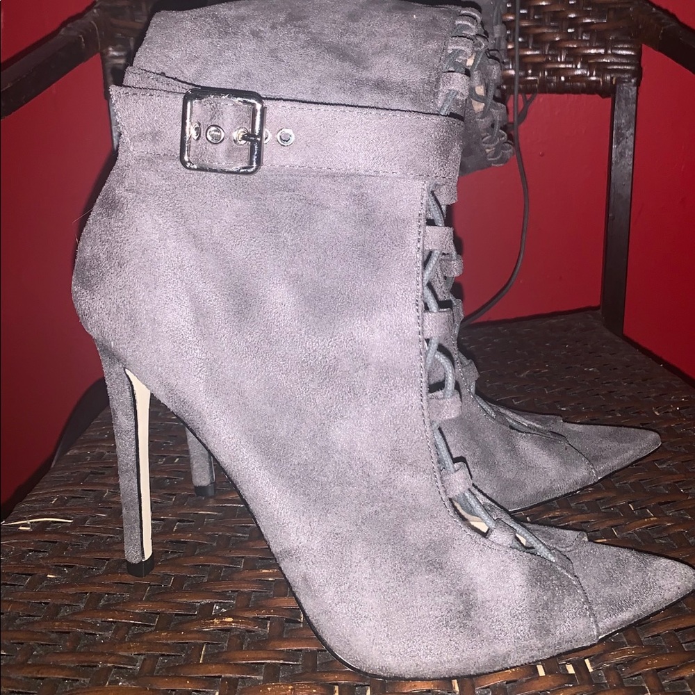 Suede grey thigh high boots size 10